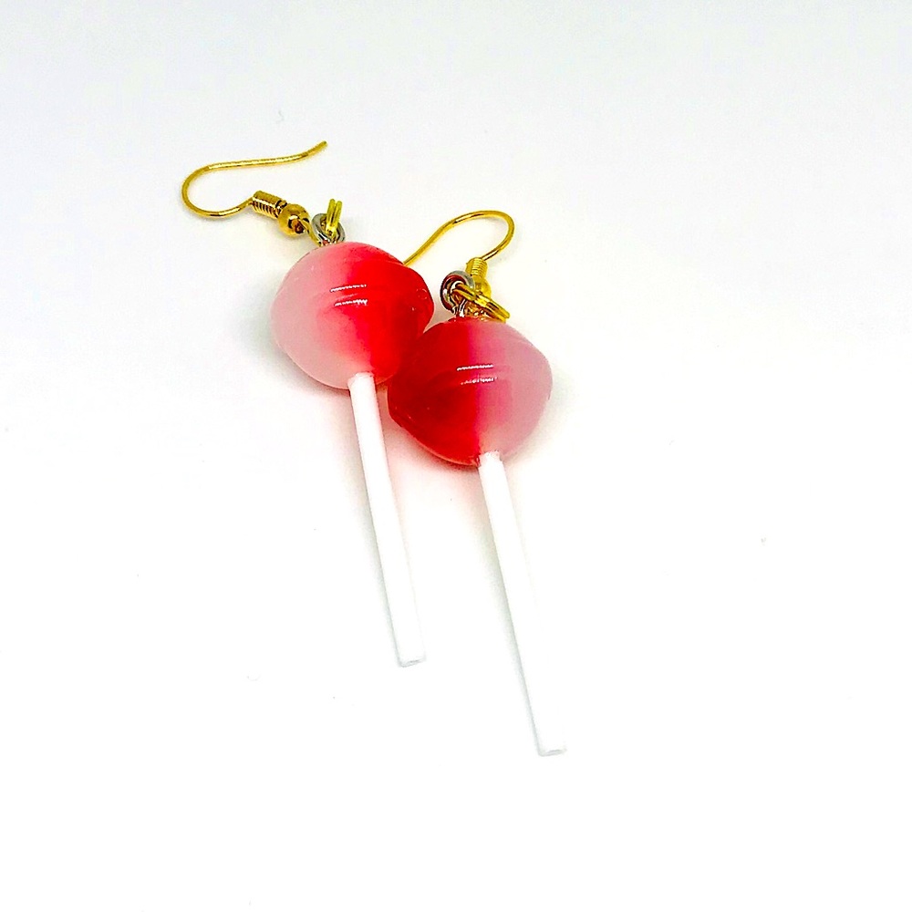 Cherry Lollipop Sucker Crazy Trendy Adorable Statement Streetwear Earrings